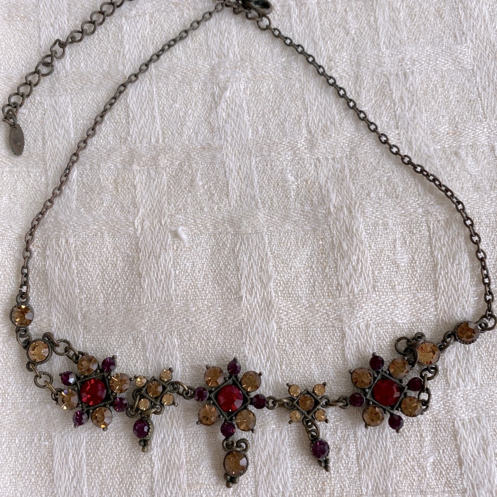 Ruby red and gold sparkle necklace